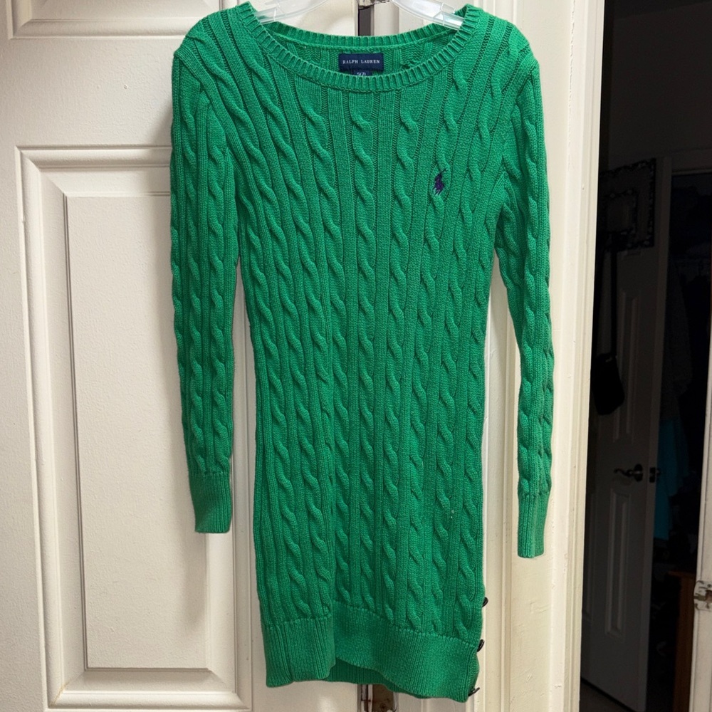 Kids Ralph Lauren Vibrant Green Cable Knit Sweater